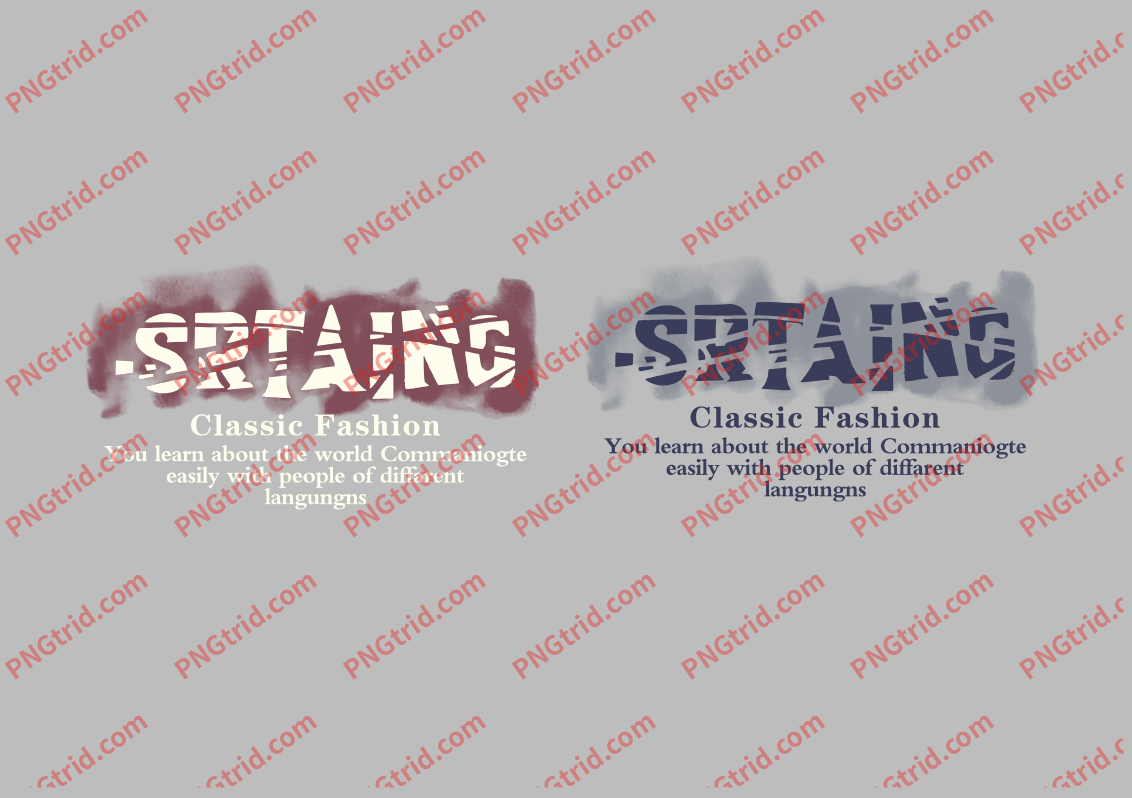 L139 SRTAING Classic Fashion 创意 颜料 个性 英文 双色PNG部落_T恤图案_透明图_白墨_图案破脑瓜部落