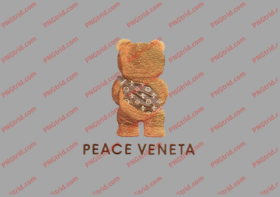 L163 PEACE VENETA 潮流 小熊 背影 英文PNG部落_T恤图案_透明图_白墨_图案破脑瓜部落