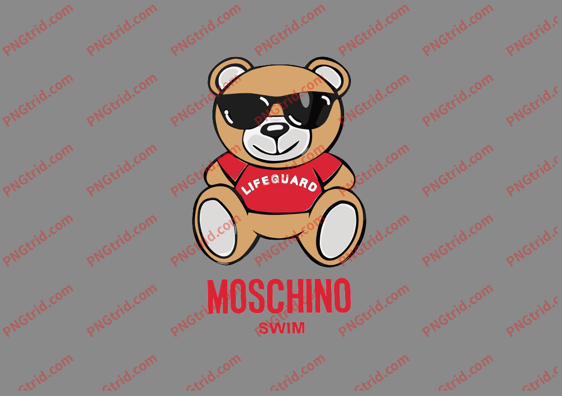 L277 MOSCHINO SWIM 小熊 墨镜 创意 个性 潮流 英文PNG部落_T恤图案_透明图_白墨_图案破脑瓜部落