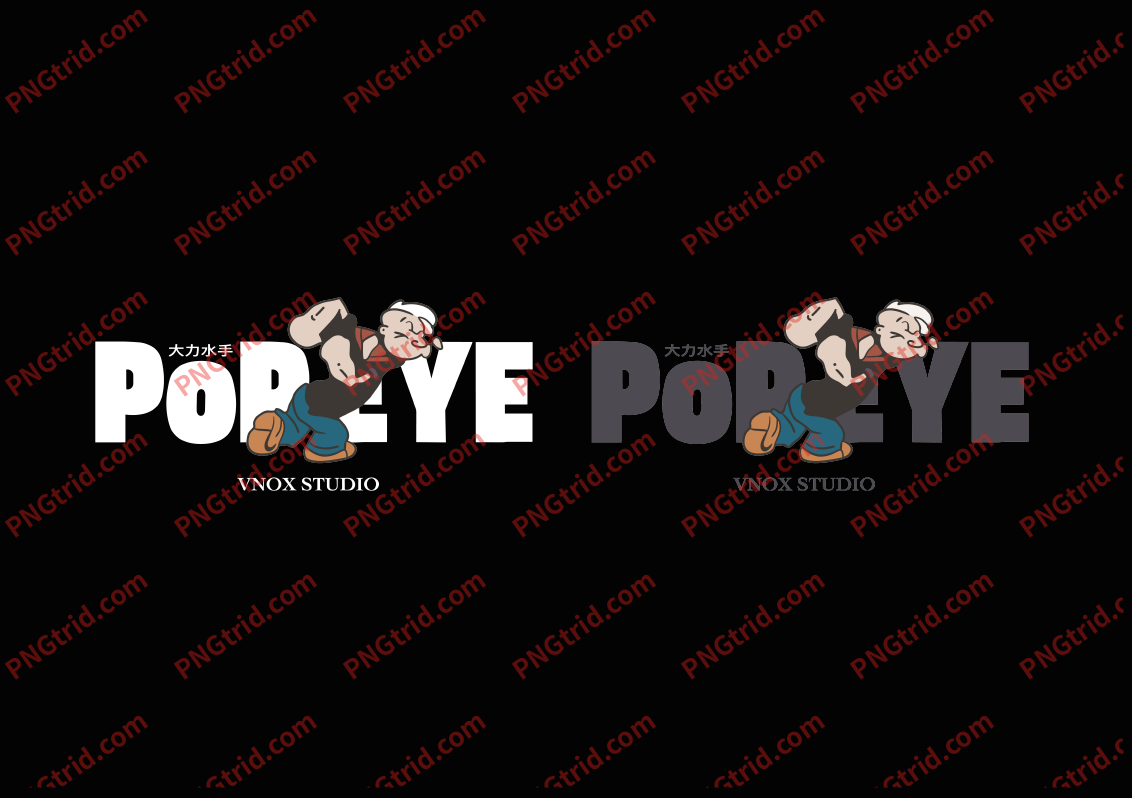 L283 POPEYE 大力水手 创意 个性 极简 英文 双色PNG部落_T恤图案_透明图_白墨_图案破脑瓜部落