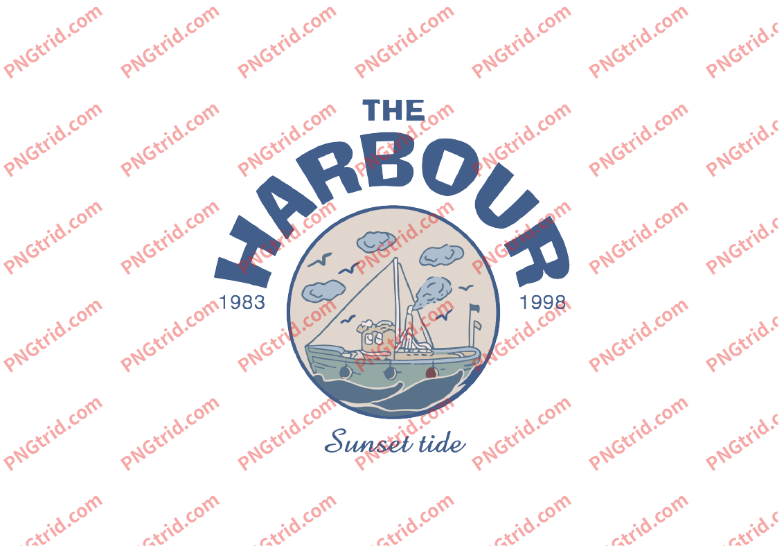 L315 THE HARBOUR 1983 航海 潮流 个性 创意 英文PNG部落_T恤图案_透明图_白墨_图案破脑瓜部落