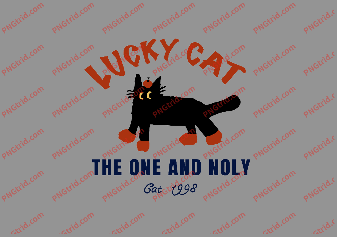 L328 LUCKY CAT 猫 创意 个性 潮流 简约 英文PNG部落_T恤图案_透明图_白墨_图案破脑瓜部落