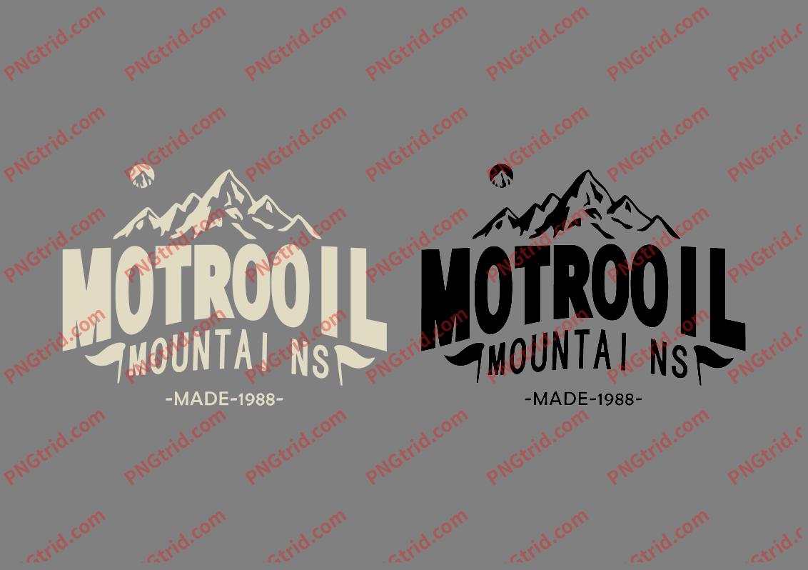 L345 MOTROOIL 创意 山脉 个性 简约 英文 双色PNG部落_T恤图案_透明图_白墨_图案破脑瓜部落