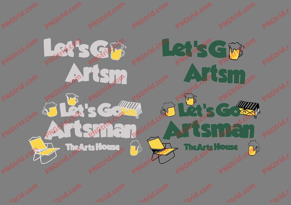 L390 Let’s Go Artsm 啤酒 英文 创意 双色PNG部落_T恤图案_透明图_白墨_图案破脑瓜部落