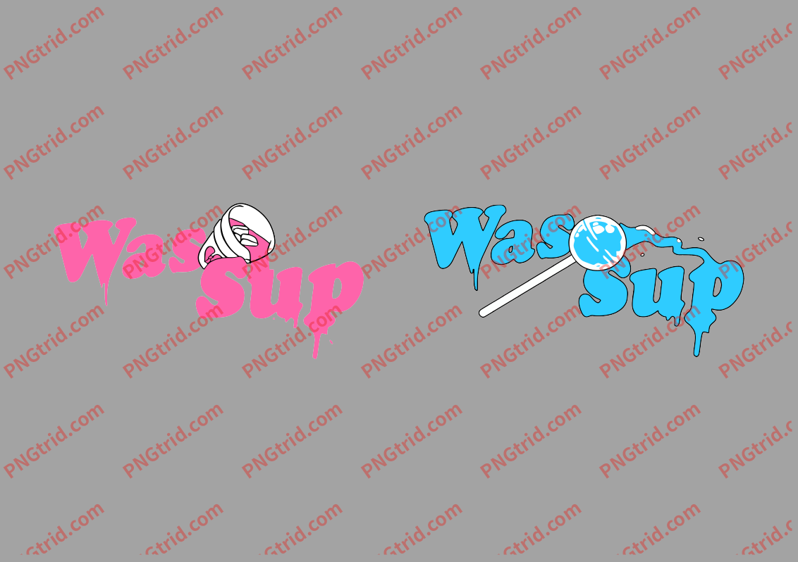 L436 WASSUP 饮料 棒棒糖 创意 极简 英文 双色PNG部落_T恤图案_透明图_白墨_图案破脑瓜部落