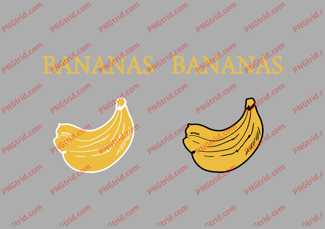 L458 BANANAS 香蕉 创意 简约 英文 双色PNG部落_T恤图案_透明图_白墨_图案破脑瓜部落