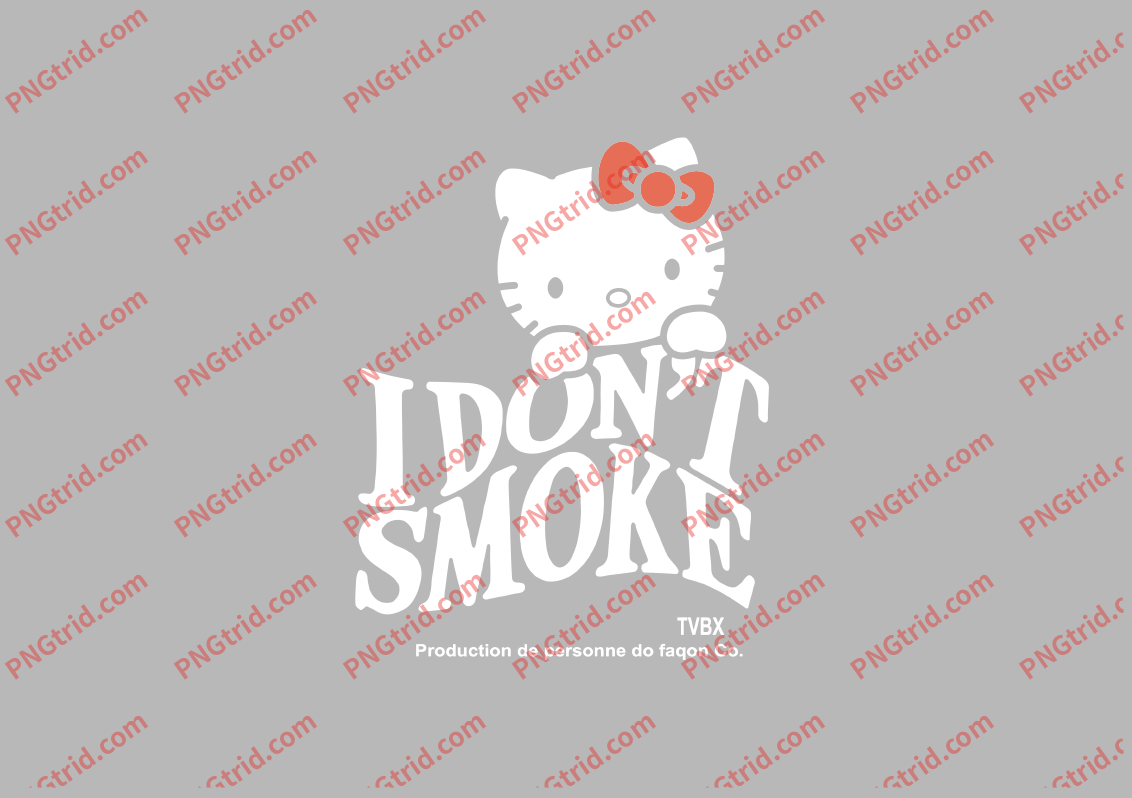 L473 IDONT SMOKE kitty猫 可爱 创意 个性 英文PNG部落_T恤图案_透明图_白墨_图案破脑瓜部落