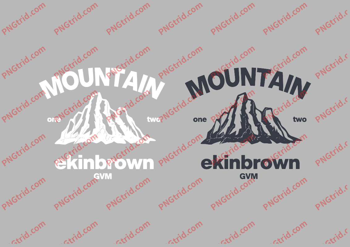 L493 MOUNTAIN ekinbrown 山脉 创意 个性 英文 双色PNG部落_T恤图案_透明图_白墨_图案破脑瓜部落