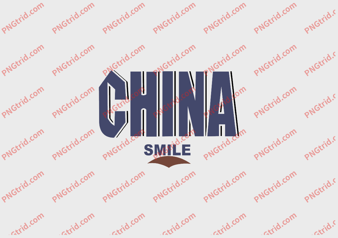 L510 CHINA SMILE 极简 英文 潮流PNG部落_T恤图案_透明图_白墨_图案破脑瓜部落