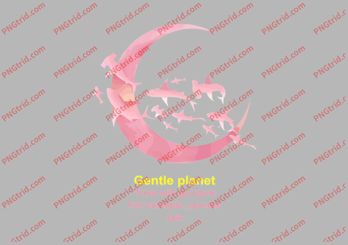 L559 月牙 海洋动物 GentIe pIanetPNG部落_T恤图案_透明图_白墨_图案破脑瓜部落