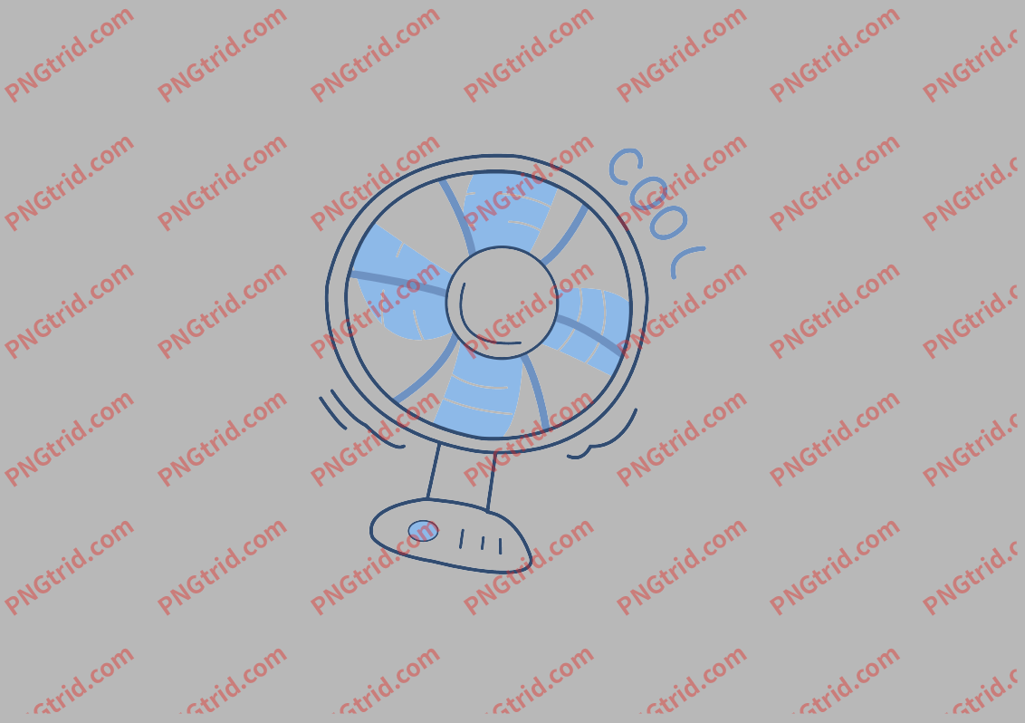 L683 风扇 蓝色 英文PNG部落_T恤图案_透明图_白墨_图案破脑瓜部落