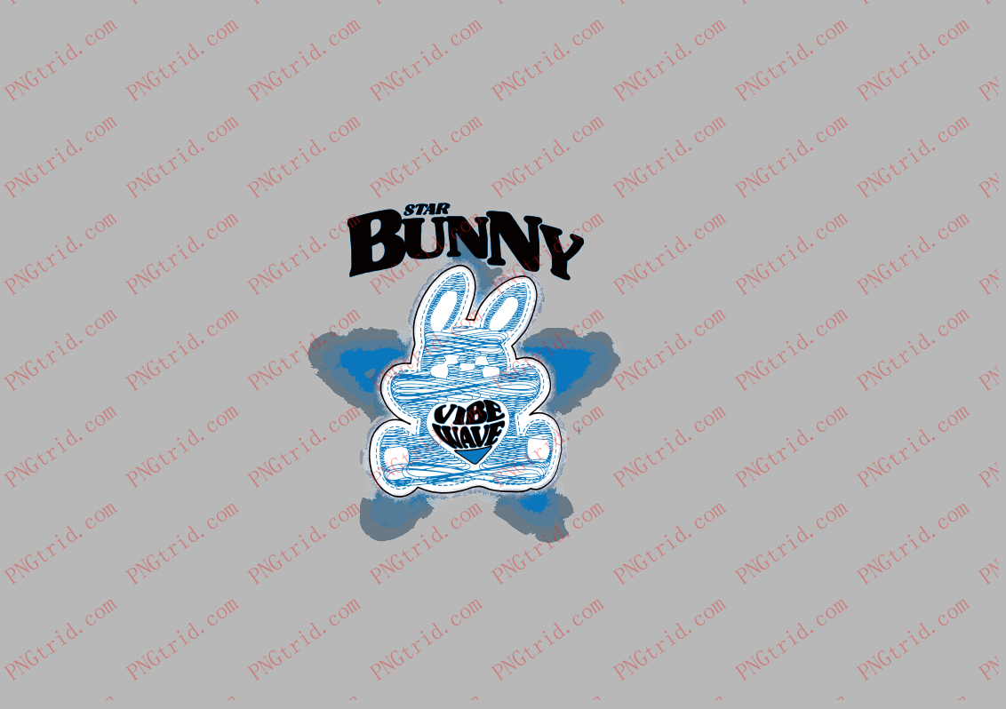 L783 个性 蓝色蝴蝶兔 爱心 BUNNYPNG部落_T恤图案_透明图_白墨_图案破脑瓜部落