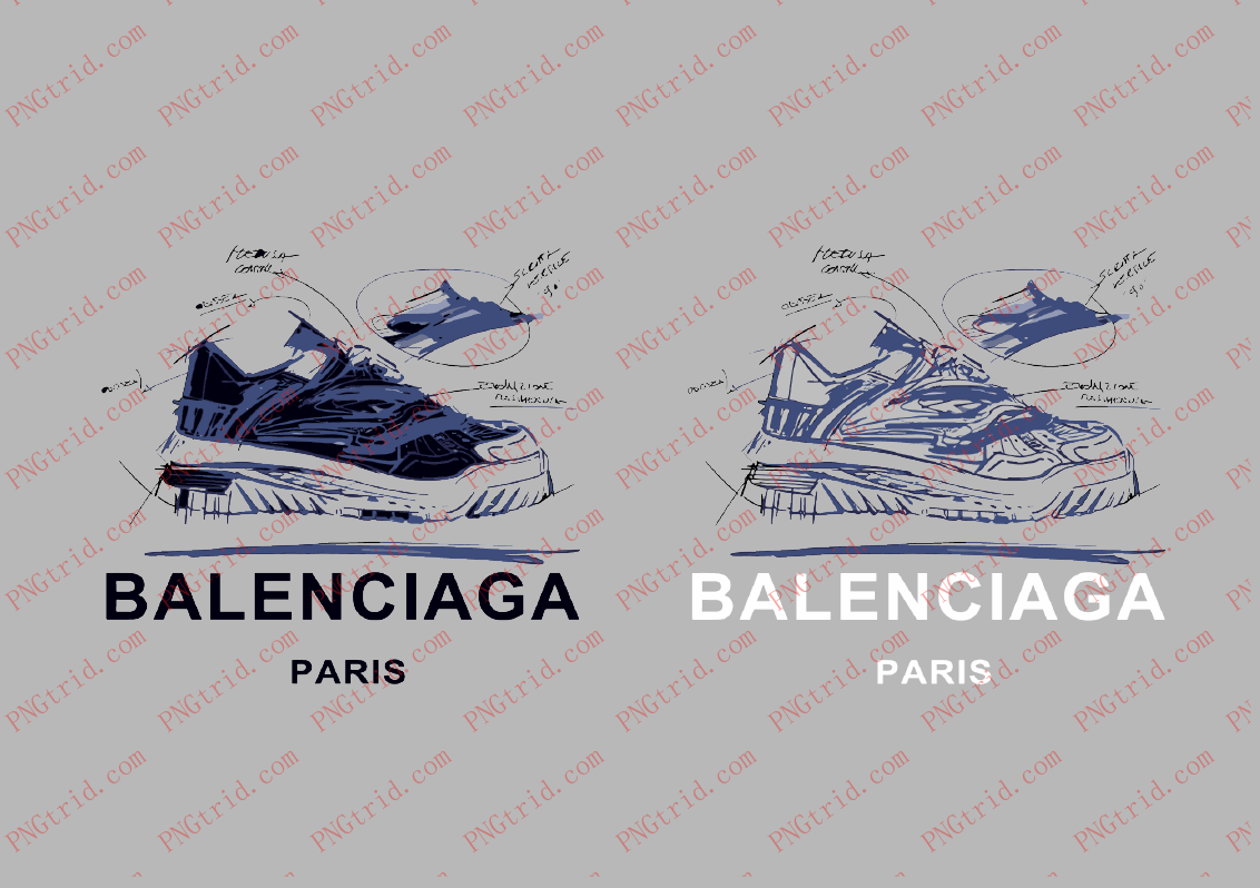 L964 潮流 港风 运动鞋 字母 BALENCIAGAPNG部落_T恤图案_透明图_白墨_图案破脑瓜部落