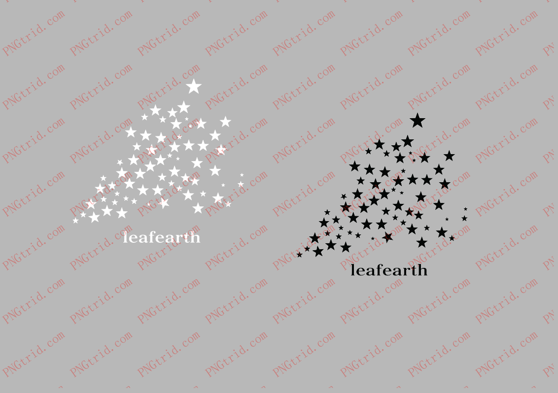 L823 创意 简约 五角星 英文 leafearthPNG部落_T恤图案_透明图_白墨_图案破脑瓜部落