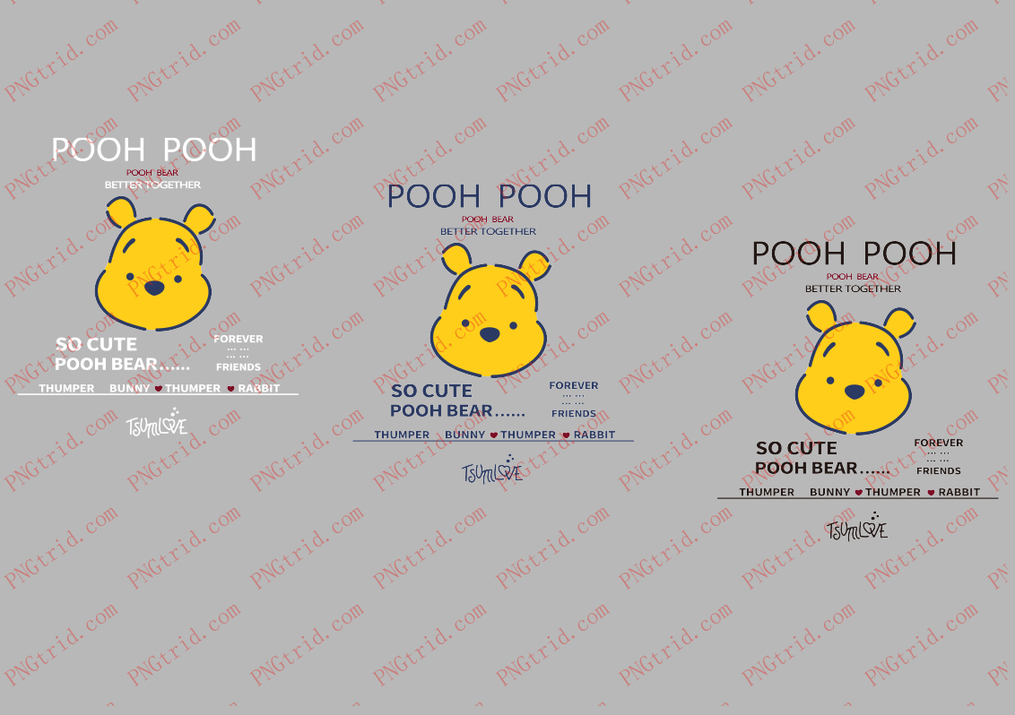 L832 潮牌 卡通 维尼熊  爱心 英文PNG部落_T恤图案_透明图_白墨_图案破脑瓜部落