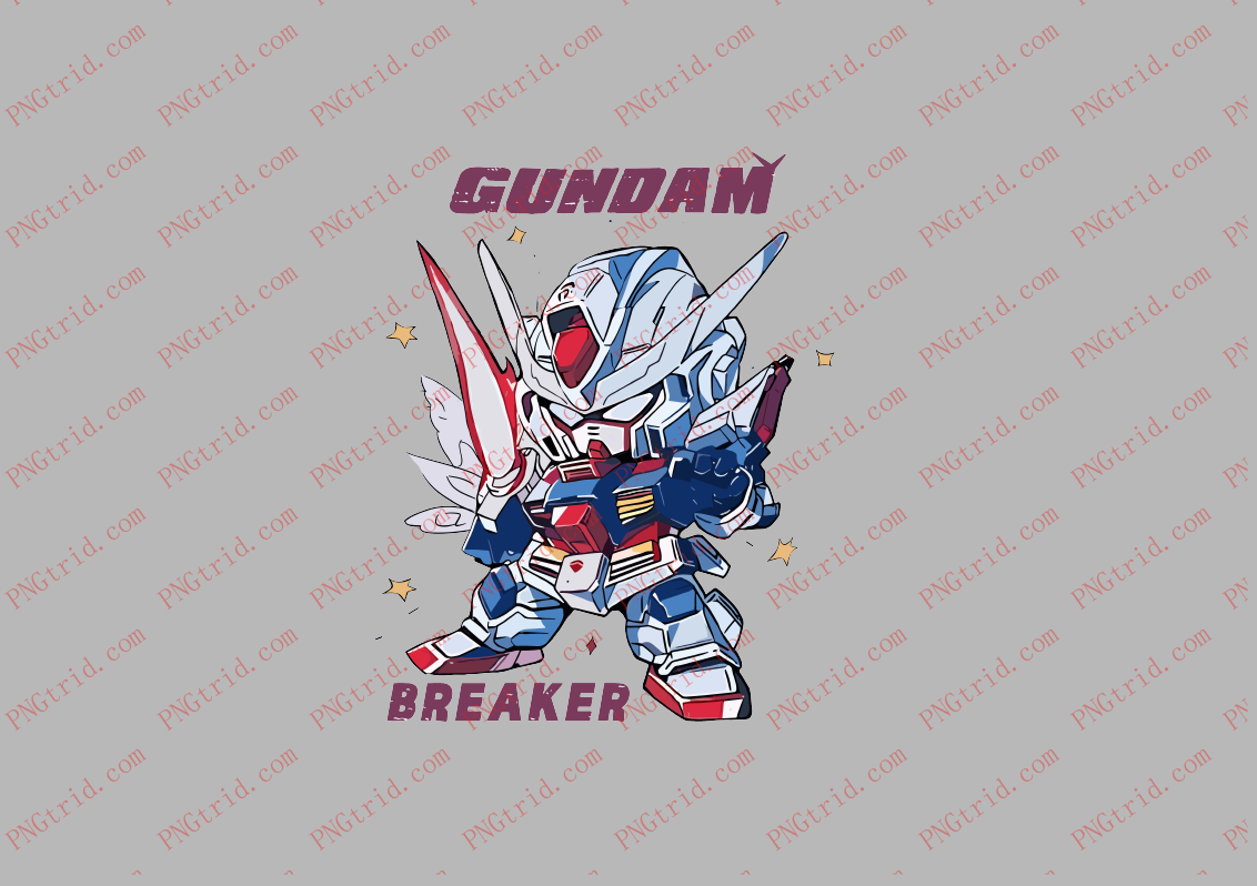 L882 卡通 机器人 英文 GUNDAM BREAKERPNG部落_T恤图案_透明图_白墨_图案破脑瓜部落